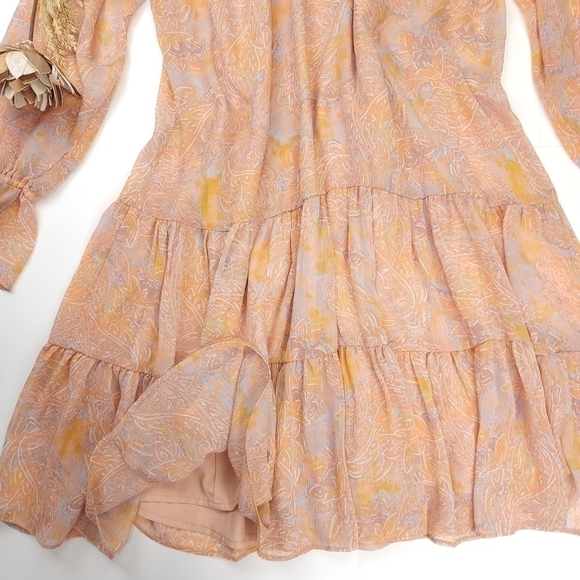 Illa Illa Peachy Paisley Boho Sheer Lined Dress Size S - Picture 4 of 12